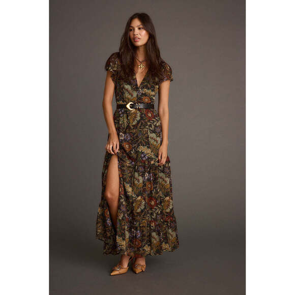 chinese dress ladies Megan Tunic Dress Jude Cloth in Sundance Paisley Navy Peacock| Jude Connally